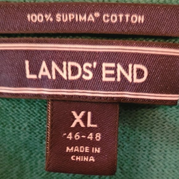 Lands' End Green Cotton V-Neck. Size XL.  EEUC. - Picture 2 of 5